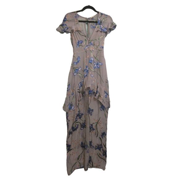 For Love & Lemons Womens Cleo Dress Multicolor Floral Ruffle Tier Slit Front XS - Picture 1 of 15